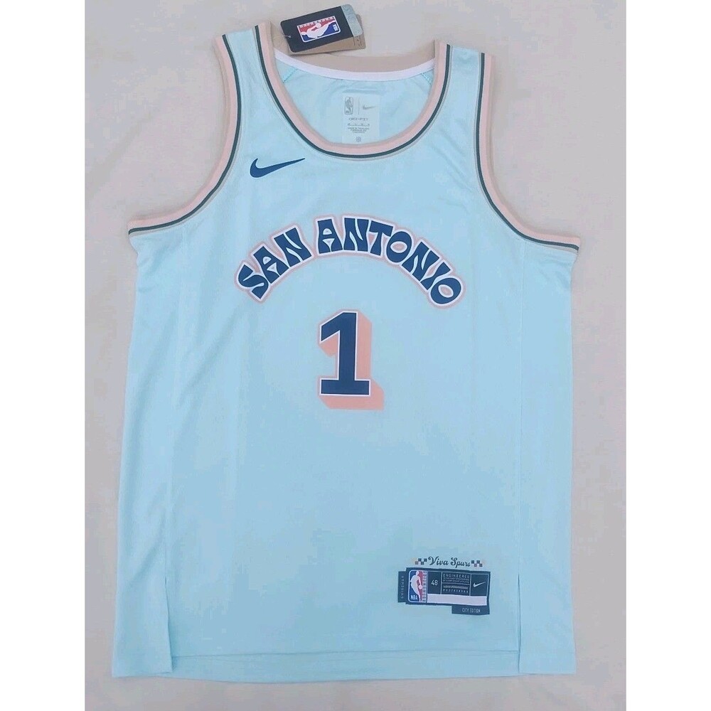 Victor Wembanyama San Antonio Spurs Jersey Sz 48 Large Aqua